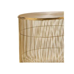 Tables Gigognes Rondes Panier Métal Or - HERAKLION -Pas Cher Mobiliora Magasin table basse 11131861