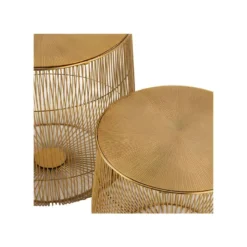 Tables Gigognes Rondes Panier Métal Or - HERAKLION -Pas Cher Mobiliora Magasin table basse 11131863