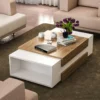Table Basse Avec 2 Niches - Naturel Et Blanc - BASENA II -Pas Cher Mobiliora Magasin table basse 11167773