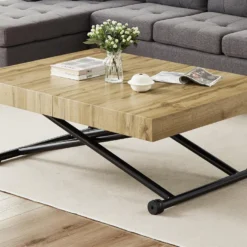 Table Extensible Et Relevable 2 En 1 - MDF Et Acier - Naturel Et Noir - MORIALA 19 Table Extensible Et Relevable 2 En 1 - MDF Et Acier - Naturel Et Noir - MORIALA -Pas Cher Mobiliora Magasin table basse 11258015