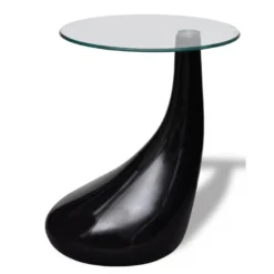 Table Basse De Salon Salle Ă Manger Design Noir Verre DiamĂštre 42 Cm 0902008