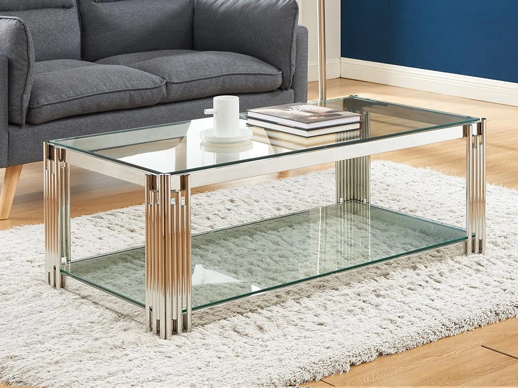 Table Basse En Verre Trempé Et Acier Inoxydable - Chromé - NOMELANO De Pascal MORABITO 4 Table Basse En Verre Trempé Et Acier Inoxydable - Chromé - NOMELANO De Pascal MORABITO – Image 2