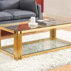 Table Basse En Verre Trempé Et Acier Inoxydable - Doré - NOMELANO De Pascal MORABITO 9 Table Basse En Verre Trempé Et Acier Inoxydable - Doré - NOMELANO De Pascal MORABITO -Pas Cher Mobiliora Magasin table basse 11927799