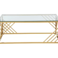 Table Basse En Verre Trempé Et Acier Inoxydable - Doré - SIMATO De Pascal MORABITO -Pas Cher Mobiliora Magasin table basse 11931553