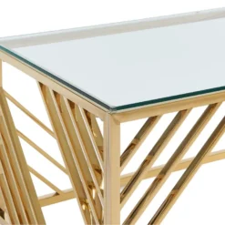 Table Basse En Verre Trempé Et Acier Inoxydable - Doré - SIMATO De Pascal MORABITO -Pas Cher Mobiliora Magasin table basse 11931573