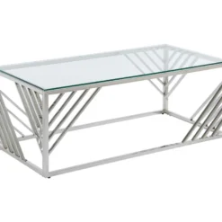 Table Basse En Verre Trempé Et Acier Inoxydable - Chromé - SIMATO De Pascal MORABITO -Pas Cher Mobiliora Magasin table basse 11935803