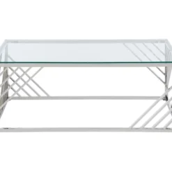 Table Basse En Verre Trempé Et Acier Inoxydable - Chromé - SIMATO De Pascal MORABITO -Pas Cher Mobiliora Magasin table basse 11935827