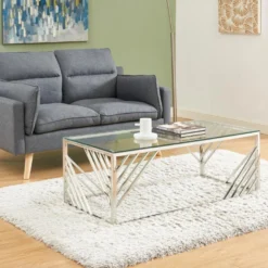 Table Basse En Verre Trempé Et Acier Inoxydable - Chromé - SIMATO De Pascal MORABITO