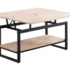 Table Basse Relevable Et Extensible En Bois De Chêne Avec Pieds En Métal Noir-Longueur 100 X Profondeur 45-90 X Hauteur 47-62 Cm -Pas Cher Mobiliora Magasin table basse 12072779