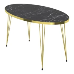 Table Basse Skævinge Ovale 43 X 90 X 50 Cm Marbre Noir Or [en.casa] -Pas Cher Mobiliora Magasin table basse 12291751