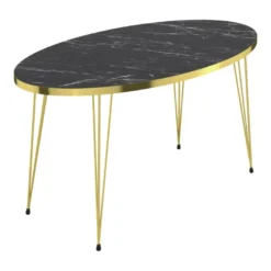 Table Basse Skævinge Ovale 43 X 90 X 50 Cm Marbre Noir Or [en.casa] -Pas Cher Mobiliora Magasin table basse 12291755