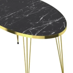 Table Basse Skævinge Ovale 43 X 90 X 50 Cm Marbre Noir Or [en.casa] -Pas Cher Mobiliora Magasin table basse 12291757