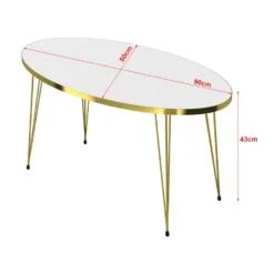 Table Basse Skævinge Ovale 43 X 90 X 50 Cm Blanc Or [en.casa] -Pas Cher Mobiliora Magasin table basse 12291783