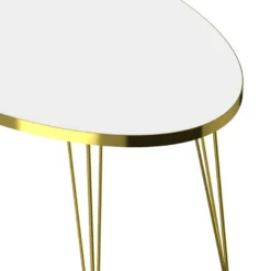 Table Basse Skævinge Ovale 43 X 90 X 50 Cm Blanc Or [en.casa] -Pas Cher Mobiliora Magasin table basse 12291787