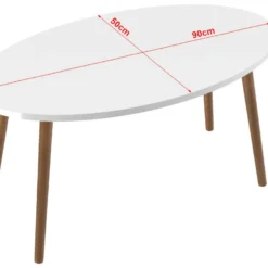 Table Basse Sindal Ovale 41 X 90 X 50cm Blanc Naturel [en.casa] -Pas Cher Mobiliora Magasin table basse 12291793