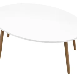 Table Basse Sindal Ovale 41 X 90 X 50cm Blanc Naturel [en.casa] -Pas Cher Mobiliora Magasin table basse 12291795
