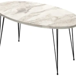 Table Basse Skævinge Ovale 43 X 90 X 50 Cm Marbre Blanc Noir [en.casa] -Pas Cher Mobiliora Magasin table basse 12291821