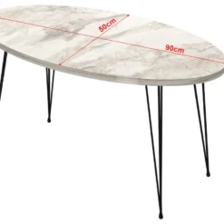 Table Basse Skævinge Ovale 43 X 90 X 50 Cm Marbre Blanc Noir [en.casa] -Pas Cher Mobiliora Magasin table basse 12291823