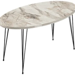 Table Basse Skævinge Ovale 43 X 90 X 50 Cm Marbre Blanc Noir [en.casa] -Pas Cher Mobiliora Magasin table basse 12291825
