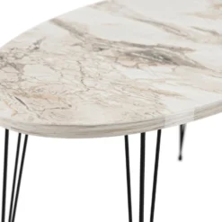 Table Basse Skævinge Ovale 43 X 90 X 50 Cm Marbre Blanc Noir [en.casa] -Pas Cher Mobiliora Magasin table basse 12291827