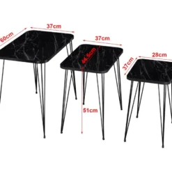 Set De 3 Tables D'appoint Rudkøbing Rectangulaires Gigognes Marbre Noir [en.casa] -Pas Cher Mobiliora Magasin table basse 12291843