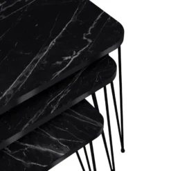 Set De 3 Tables D'appoint Rudkøbing Rectangulaires Gigognes Marbre Noir [en.casa] -Pas Cher Mobiliora Magasin table basse 12291847