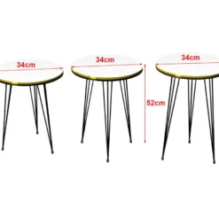 Set De 3 Tables D'appoint Ry Rondes Gigognes Blanc Noir [en.casa] -Pas Cher Mobiliora Magasin table basse 12291873