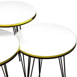 Set De 3 Tables D'appoint Ry Rondes Gigognes Blanc Noir [en.casa] -Pas Cher Mobiliora Magasin table basse 12291877