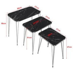 Set De 3 Tables D'appoint Rudkøbing Rectangulaires Gigognes Marbre Noir Argent [en.casa] -Pas Cher Mobiliora Magasin table basse 12291903