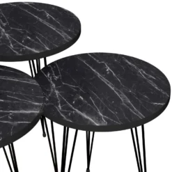 Set De 3 Tables D'appoint Ry Rondes Gigognes Marbre Noir [en.casa] -Pas Cher Mobiliora Magasin table basse 12291917