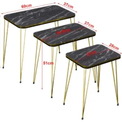 Set De 3 Tables D'appoint Rudkøbing Rectangulaires Gigognes Noir [en.casa] -Pas Cher Mobiliora Magasin table basse 12291933