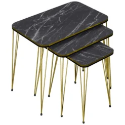 Set De 3 Tables D'appoint Rudkøbing Rectangulaires Gigognes Noir [en.casa] -Pas Cher Mobiliora Magasin table basse 12291935