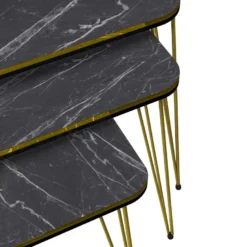 Set De 3 Tables D'appoint Rudkøbing Rectangulaires Gigognes Noir [en.casa] -Pas Cher Mobiliora Magasin table basse 12291937