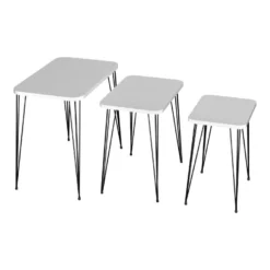 Set De 3 Tables D'appoint Rudkøbing Rectangulaires Gigognes Blanc Noir [en.casa] -Pas Cher Mobiliora Magasin table basse 12291951