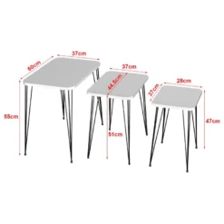 Set De 3 Tables D'appoint Rudkøbing Rectangulaires Gigognes Blanc Noir [en.casa] -Pas Cher Mobiliora Magasin table basse 12291953