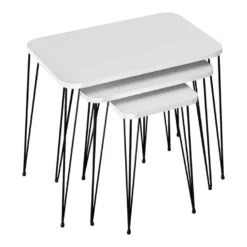 Set De 3 Tables D'appoint Rudkøbing Rectangulaires Gigognes Blanc Noir [en.casa] -Pas Cher Mobiliora Magasin table basse 12291955
