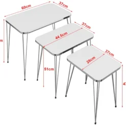 Set De 3 Tables D'appoint Rudkøbing Rectangulaires Gigognes Blanc Argent [en.casa] -Pas Cher Mobiliora Magasin table basse 12291983