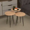 Set De 3 Tables D'appoint Ry Rondes Gigognes Naturel Noir [en.casa] -Pas Cher Mobiliora Magasin table basse 12292009