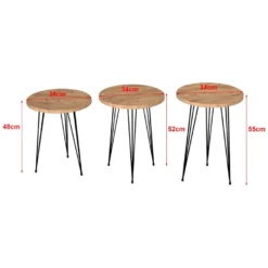 Set De 3 Tables D'appoint Ry Rondes Gigognes Naturel Noir [en.casa] -Pas Cher Mobiliora Magasin table basse 12292013