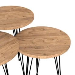 Set De 3 Tables D'appoint Ry Rondes Gigognes Naturel Noir [en.casa] -Pas Cher Mobiliora Magasin table basse 12292017