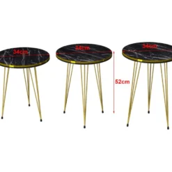 Set De 3 Tables D'appoint Ry Rondes Gigognes Noir Or [en.casa] -Pas Cher Mobiliora Magasin table basse 12292023