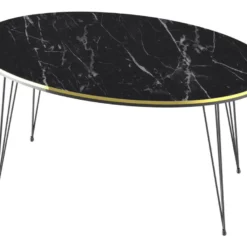 Table Basse Hirtshals Ovale 41 X 90 X 50 Cm Marbre Noir Or [en.casa] -Pas Cher Mobiliora Magasin table basse 12292219