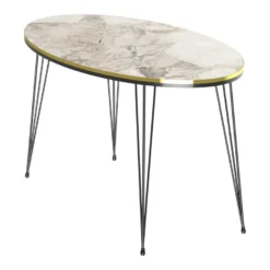 Table Basse Hirtshals Ovale 41 X 90 X 50 Cm Marbre Blanc Or Noir [en.casa] -Pas Cher Mobiliora Magasin table basse 12292323