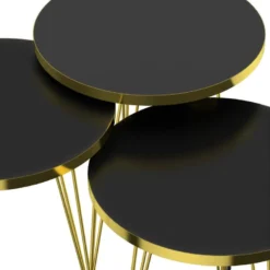 Set De 3 Tables D'appoint Skibby Rondes Gigognes Noir Or [en.casa] -Pas Cher Mobiliora Magasin table basse 12292365