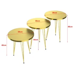 Set De 3 Tables D'appoint Skibby Rondes Gigognes Or [en.casa] -Pas Cher Mobiliora Magasin table basse 12292381