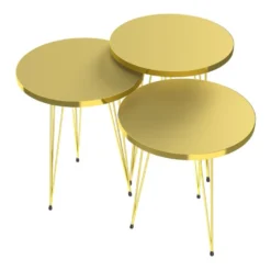 Set De 3 Tables D'appoint Skibby Rondes Gigognes Or [en.casa] -Pas Cher Mobiliora Magasin table basse 12292383