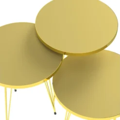 Set De 3 Tables D'appoint Skibby Rondes Gigognes Or [en.casa] -Pas Cher Mobiliora Magasin table basse 12292385