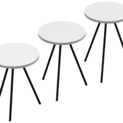 Set De 3 Tables D'appoint Ølgod Rondes Gigognes Blanc Noir [en.casa] -Pas Cher Mobiliora Magasin table basse 12292389