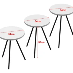 Set De 3 Tables D'appoint Ølgod Rondes Gigognes Blanc Noir [en.casa] -Pas Cher Mobiliora Magasin table basse 12292391