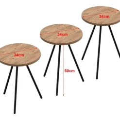 Set De 3 Tables D'appoint Ølgod Rondes Gigognes Naturel Noir [en.casa] -Pas Cher Mobiliora Magasin table basse 12292441